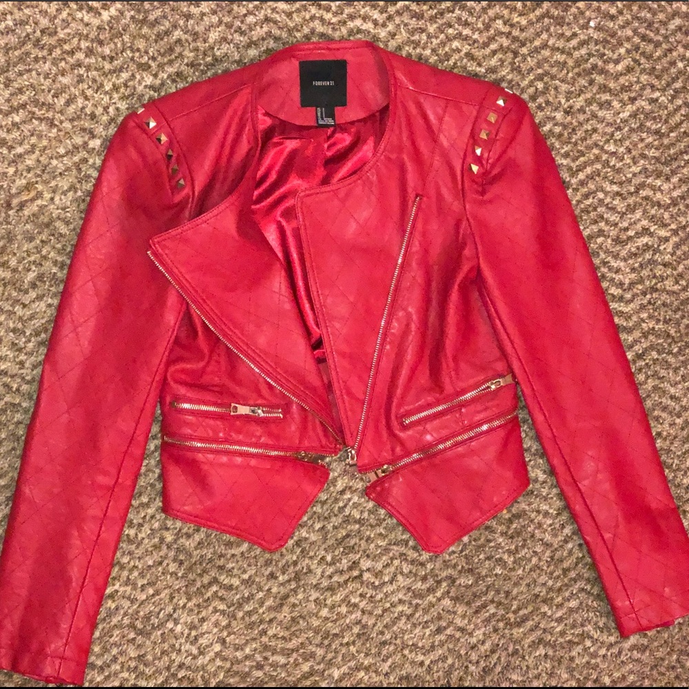 Forever 21 red leather jacket